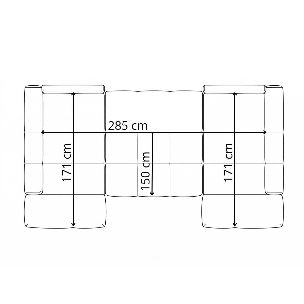 Coltar U Extensibil Luna, 6 Locuri, Onyx 3 Linen, 330 Cm