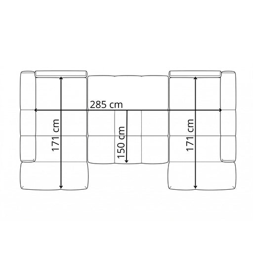Coltar U Extensibil Luna, 6 Locuri, Onyx 3 Linen, 330 Cm