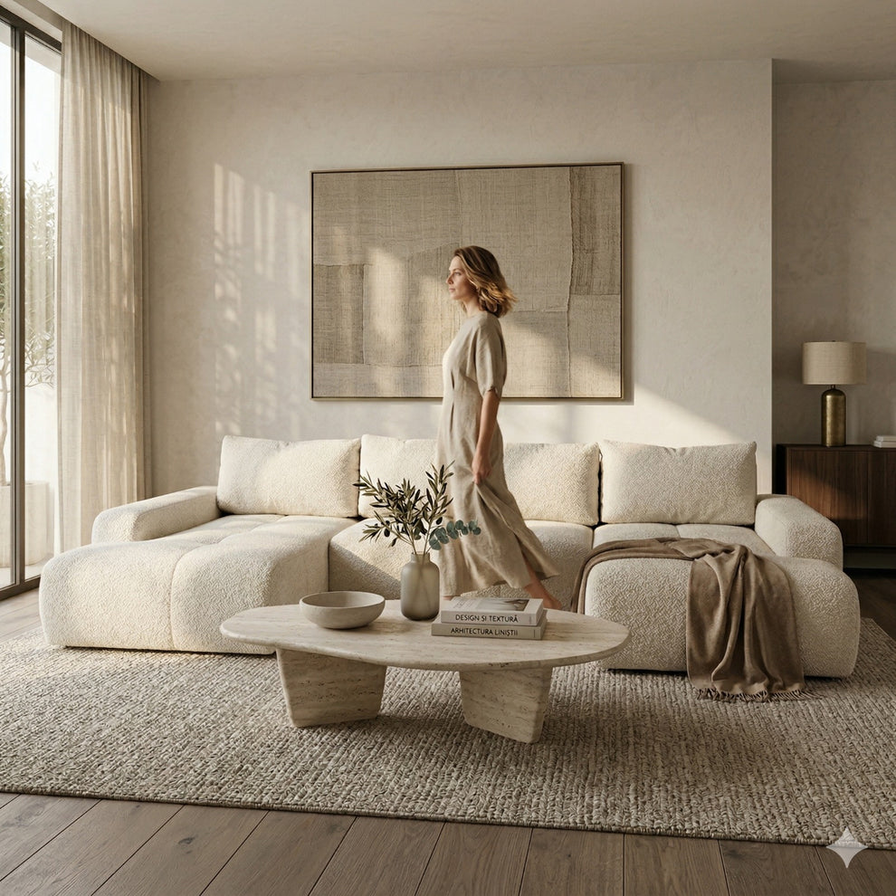 Coltar U Extensibil Luna, 6 Locuri, Onyx 2 Pearl, 330 Cm