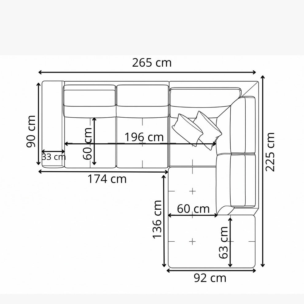 Coltar Extensibil Cu Otoman Ventotene, 5 Locuri, Lada Depozitare, Gri inchis, 265 Cm