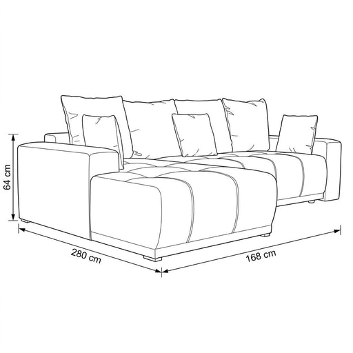Coltar Cu Insula Dreapta Green, 5 Locuri, Lada Depozitare, Albastru, Cashmere 75, 280 Cm