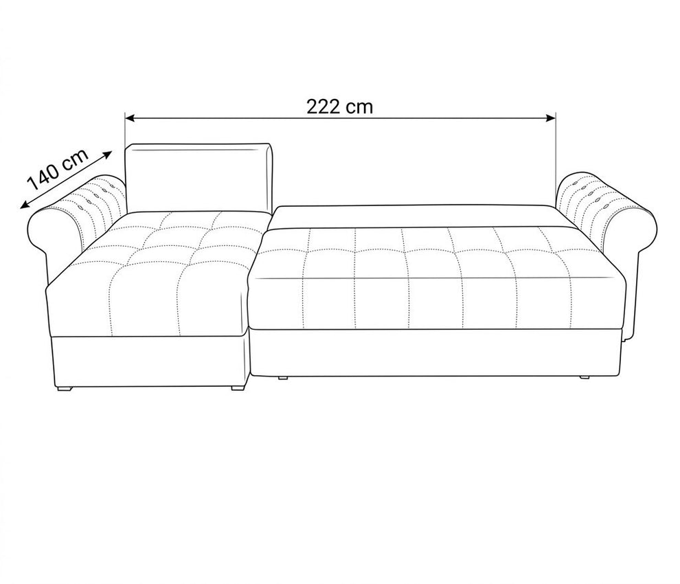 Coltar Extensibil Stanga Trendy, 5 Locuri, Lada Depozitare, Crem, Wind 5, 275 Cm