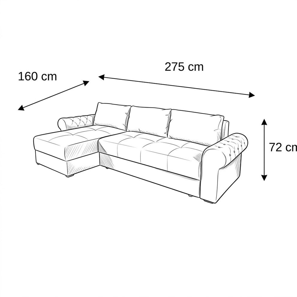 Coltar Extensibil Stanga Trendy, 5 Locuri, Lada Depozitare, Crem, Wind 5, 275 Cm
