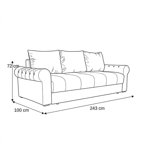 Canapea Extensibila Trendy, 3 Locuri, Lada Depozitare, Bej, 243 Cm