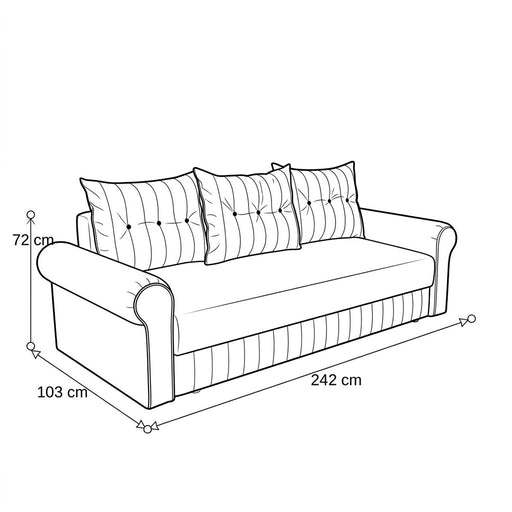 Canapea Extensibila Chic, 3 Locuri, Lada Depozitare, Maro, 242 Cm