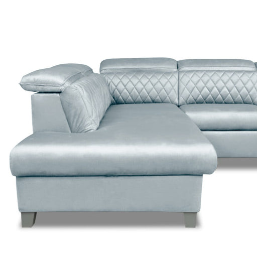 Coltar U Extensibil Cu Lada Tiago, Stanga, 6 Locuri, Tetiere Reglabile, Gri, 330 Cm