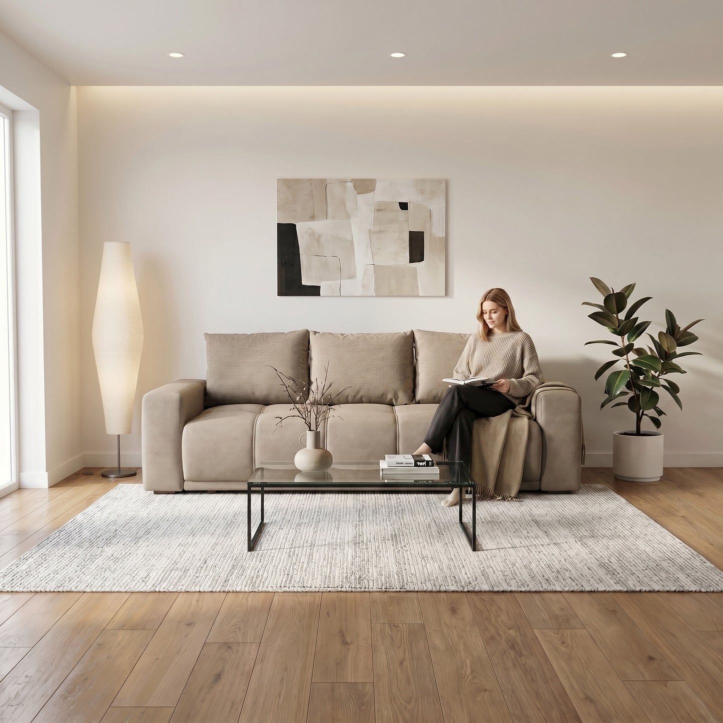Canapea Extensibila Green, 3 locuri, Lada Depozitare, Caleido Taupe, 240 Cm