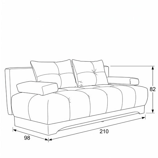 Canapea Extensibila Dali, 3 Locuri, Lada Depozitare, Albastru, 210 Cm