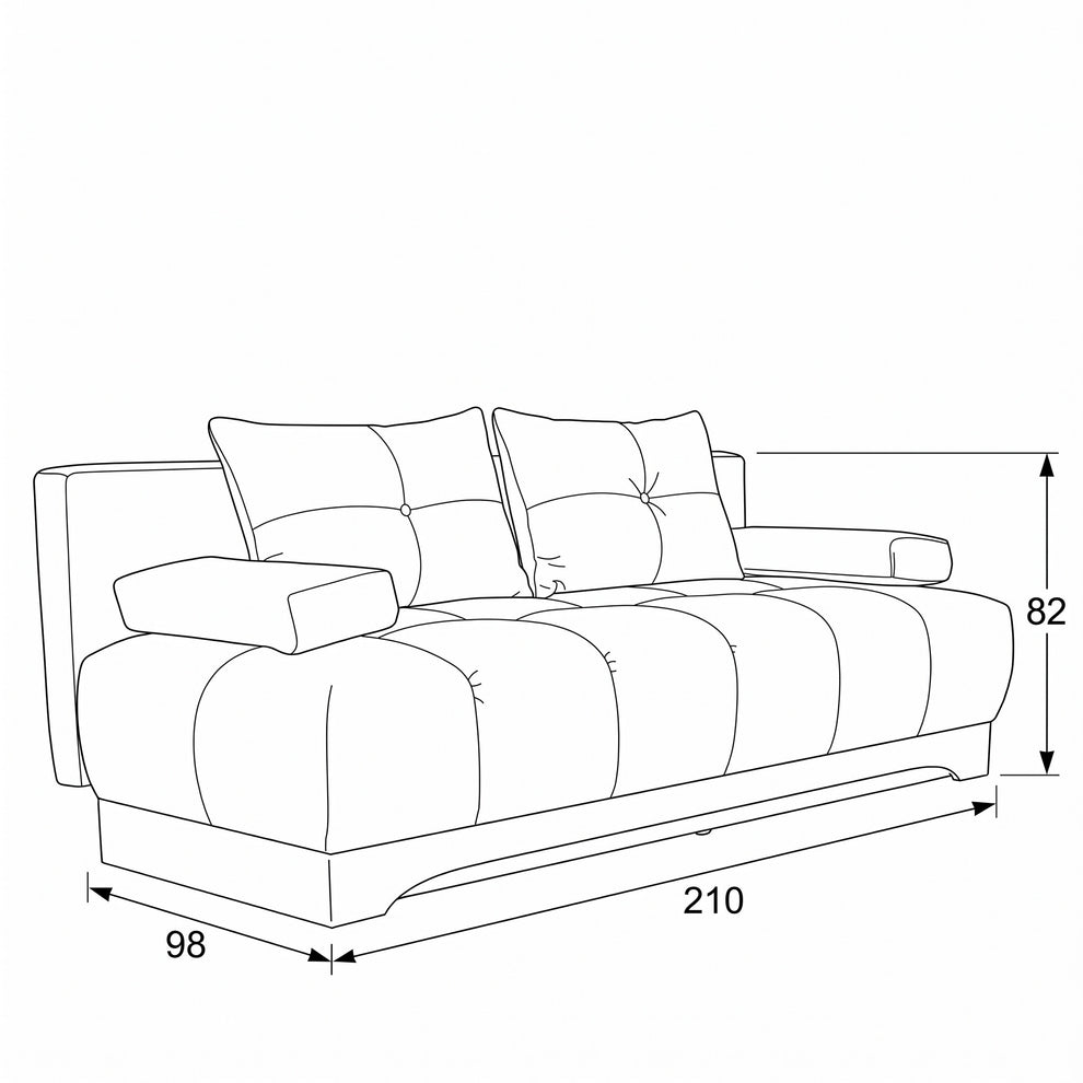 Canapea Extensibila Dali, 3 Locuri, Lada Depozitare, Albastru, 210 Cm
