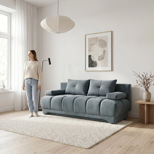 Canapea Extensibila Dali, 3 Locuri, Lada Depozitare, Albastru, 210 Cm