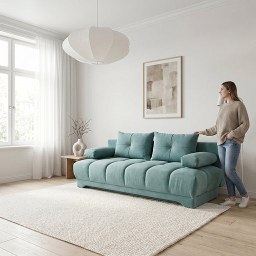 Canapea Extensibila Dali, 3 Locuri, Lada Depozitare, Verde, 210 Cm