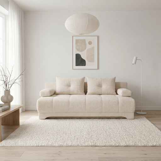 Canapea Extensibila Dali, 3 Locuri, Lada Depozitare, Crem, 210 Cm