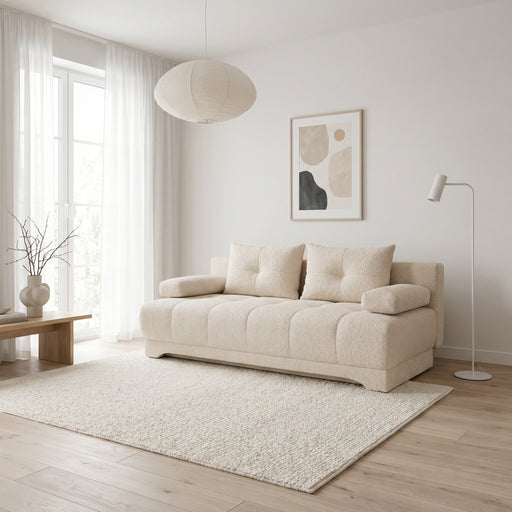 Canapea Extensibila Dali, 3 Locuri, Lada Depozitare, Crem, 210 Cm