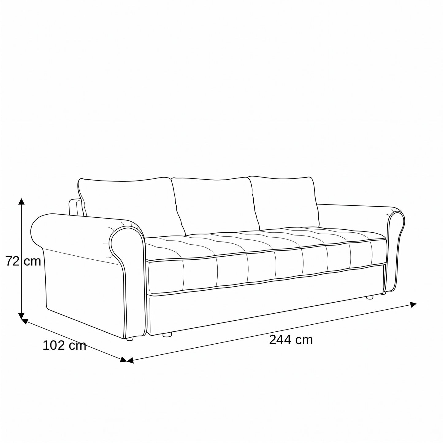 Canapea Extensibila Venezia, 3 Locuri, Lada Depozitare, Gri, 244 Cm