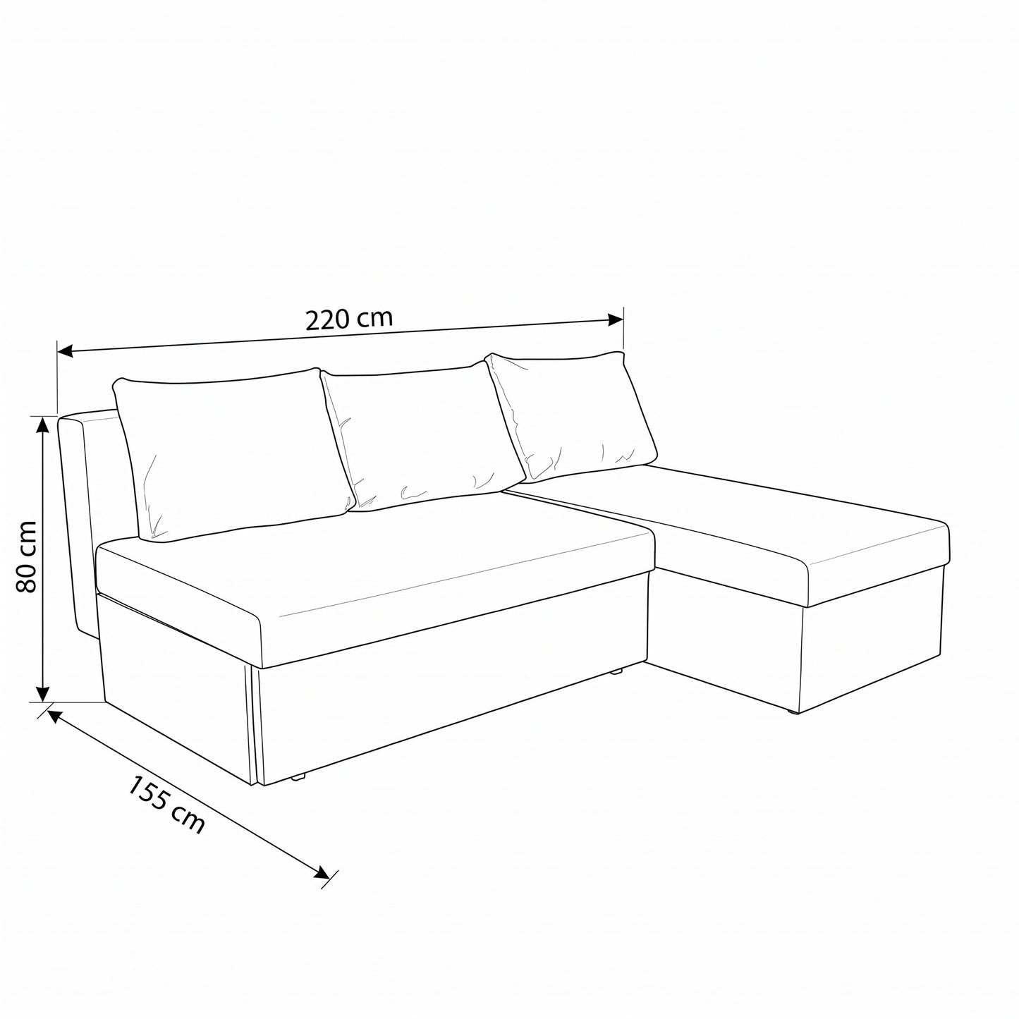 Coltar Extensibil Cu Lada, Blue Interschimbabil Stanga/Dreapta, Gri Inchis Arte 84A, 220 X 80 X 155 Cm