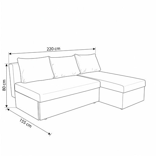 Coltar Extensibil Cu Lada, Blue Interschimbabil Stanga/Dreapta, Gri Inchis Arte 84A, 220 X 80 X 155 Cm