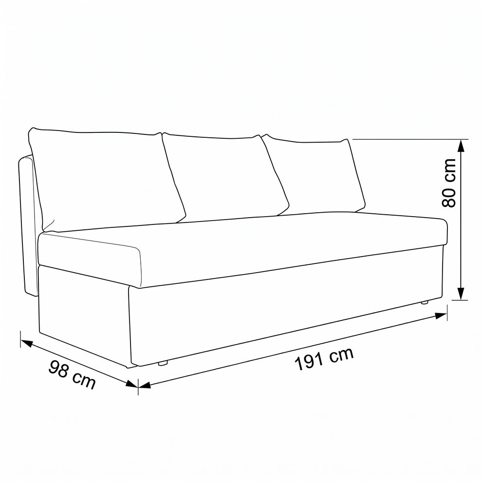Canapea Extensibila Blue, Cu Lada Depozitare, 3 Locuri, Gri Deschis, Luis 83, 191 Cm
