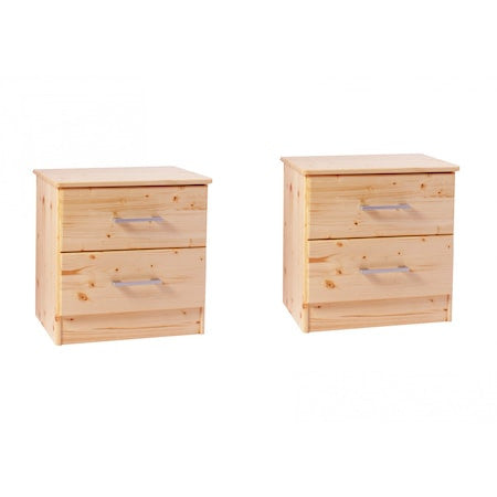 Set Noptiere Shadow Lacuit, Lemn Masiv, Natur, 46 x 35 x 46 Cm