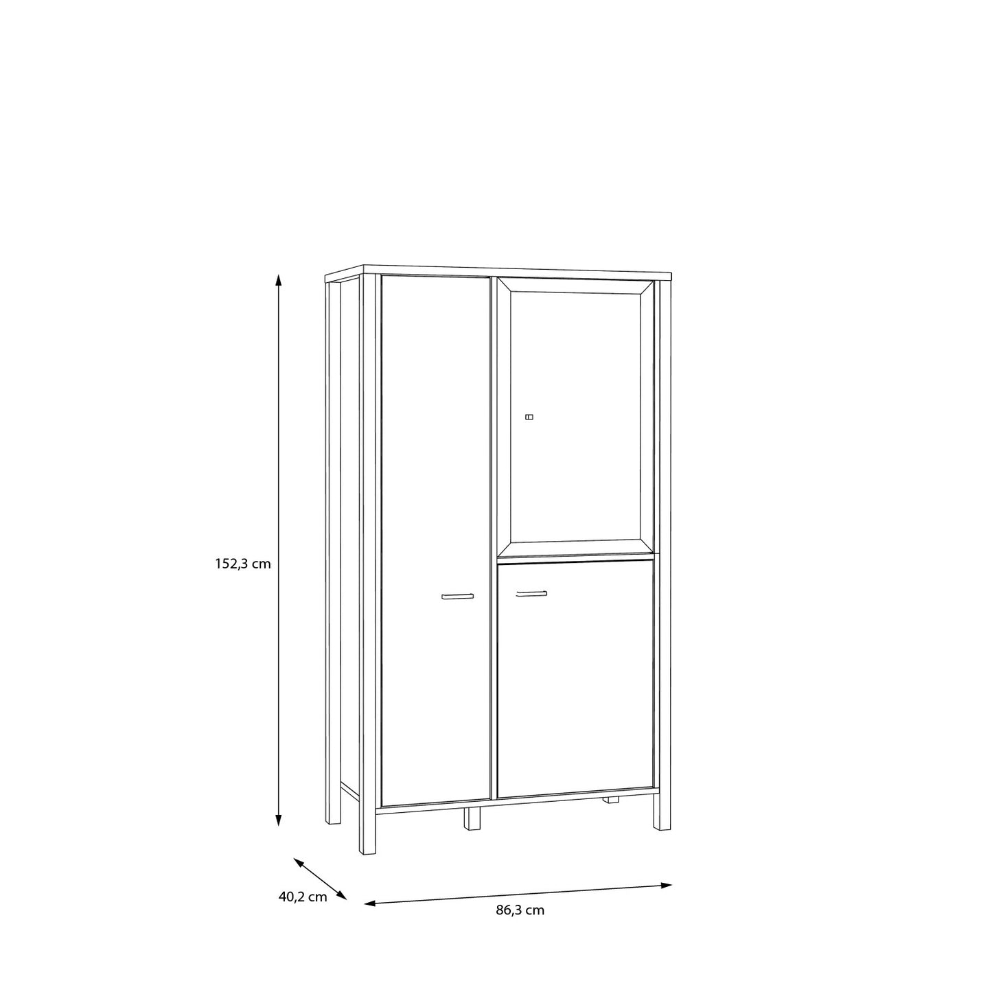 Vitrina High Rock, Natur si Negru, 86.3 Cm