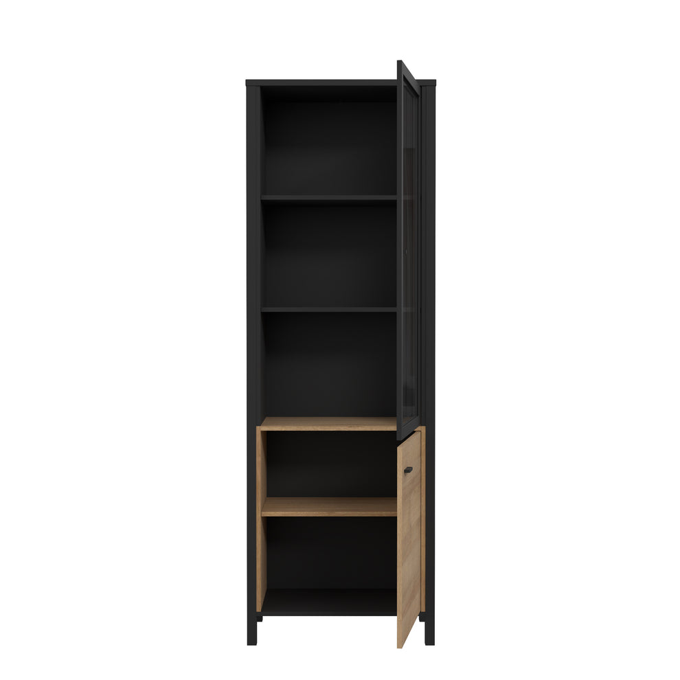 Vitrina High Rock, Stejar Riviera Si Negru, 64.8 Cm